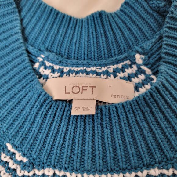 Ann Taylor Loft Teal White Knit Sweater Tank Women’s Small P Dark Academia - Picture 4 of 8